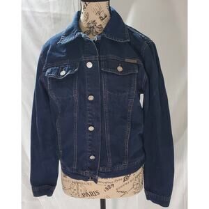 Calvin Klein Jeans CK Dark Wash Blue Denim Womens Jean Jacket Size Medium